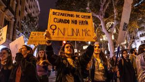 Manifestación contra la violencia machista en el centro de Baercelona
