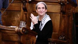L’exalcaldessa Ada Colau, ahir, en el seu comiat  com a regidora de l’Ajuntament de Barcelona. | JORDI COTRINA